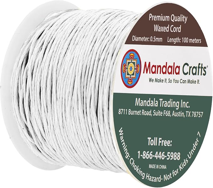 Mandala Crafts 0.5mm 109 Yards White Cotton Waxed Cord - Image 2