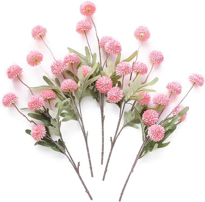 Floroom 5pcs Pink Faux Silk Mums Artificial Flowers, Bulk Fake Small Mini by Floroom