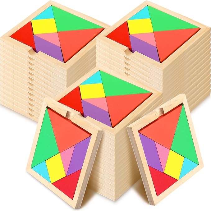 Shappy 36 Pieces Wooden Tangram Puzzles by Shappy