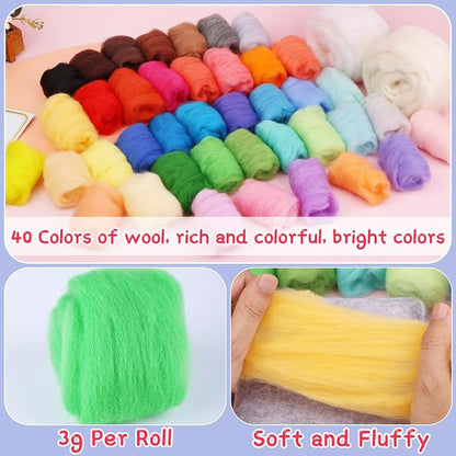 Mayboos Needle Felting Kit, 42 Colors Wool Roving Set, Needle Felting Kit - Image 6
