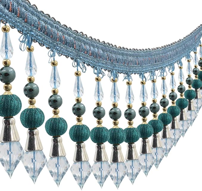3yards Beading Fringe Trimming Long Beads Tassel Curtain Trim Ribbon Trim - Image 3