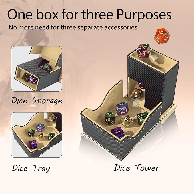Dice Tower and Tray, Portable Commander Deck Box, Foldable Dice Storage Box - Image 2