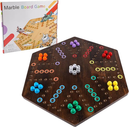 Large Size 20 inches Wood Wahoo Marble Board Game 2 Sided Game 4-6 Player by NRZSSN