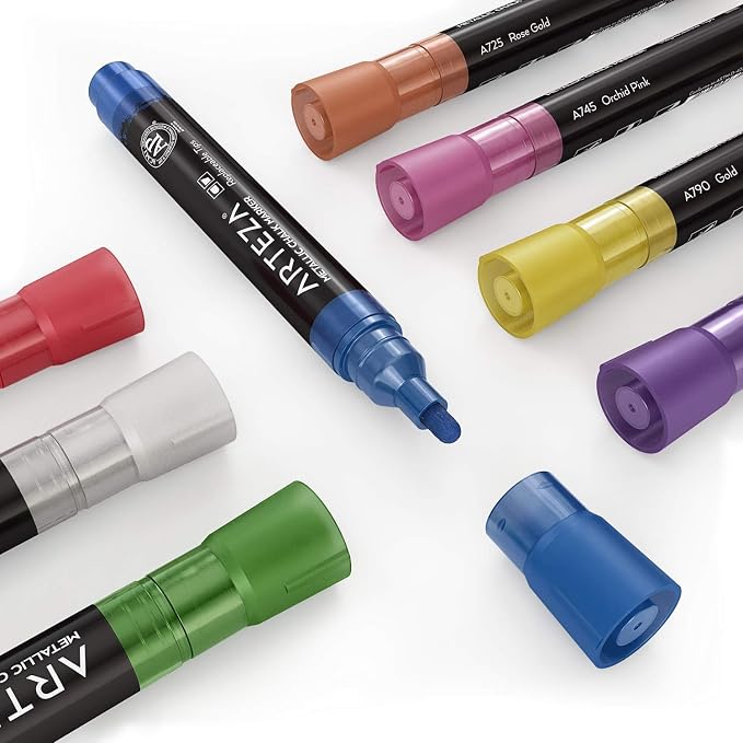 ARTEZA Liquid Chalk Markers, Metallic Colors - Image 4