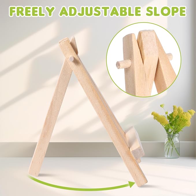100 Pcs Mini Wood Display Easel Stands 5 Inch Small Wooden Canvas Easels - Image 4