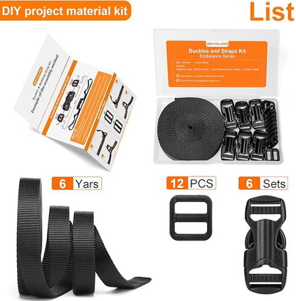 5/8" Buckle and Strap Set: 6 Yards of Thick Nylon Webbing, 6 Pack Quick Side - Image 7