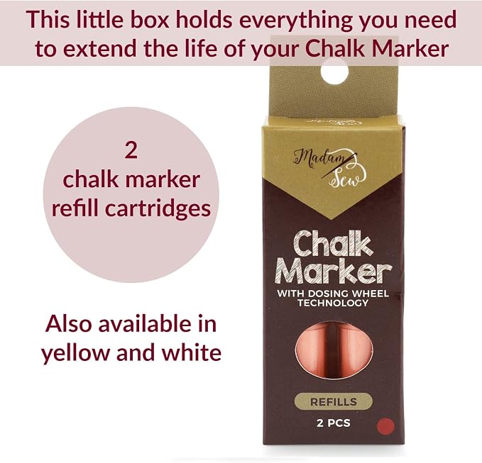 Madam Sew Fabric Chalk Markers for Sewing & Quilting | Refillable Tailors Chalk - Image 5