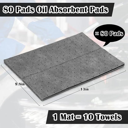 80 Pcs Oil Absorbent Pads, 9.8×13 Inch High Absorbency Absorbent Mats, Water - Image 2