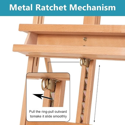 H-Frame Studio Easel, Beechwood Artist Easel - Image 4