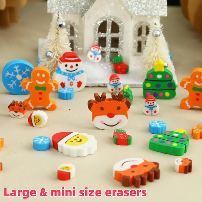 42 pcs Christmas Erasers for Kids Bulk Large Cute Snowflake Christmas Tree - Image 6