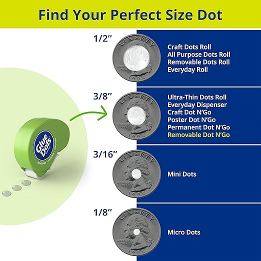 Glue Dots, Removable Dots Dot N' Go Dispenser, Double-Sided, .38 Inch, 1200 Dots - Image 5