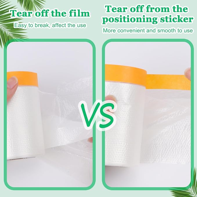 3 Pack Tape and Drape, 5x65.6 Ft Pre-Taped Masking Film - Image 5