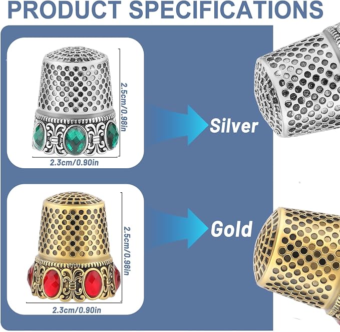 2 Pcs Vintage Sewing Thimble, Quilting Thimbles, Sewing Thimble Finger Protector - Image 2