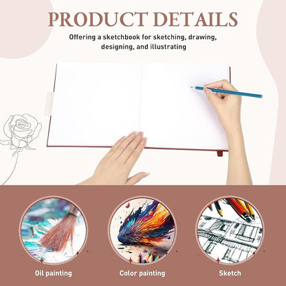 Moinchore Back to School Gifts Square Sketchbook 8 x 8 Inch Hardcover Art - Image 3