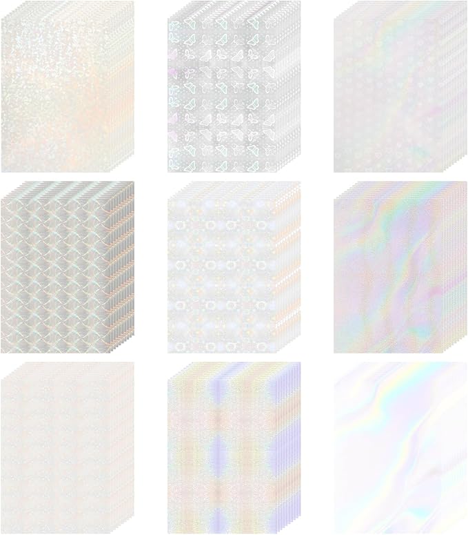 STARVAST 90 Sheets Holographic Sticker Paper, Transparent Holographic Vinyl by STARVAST
