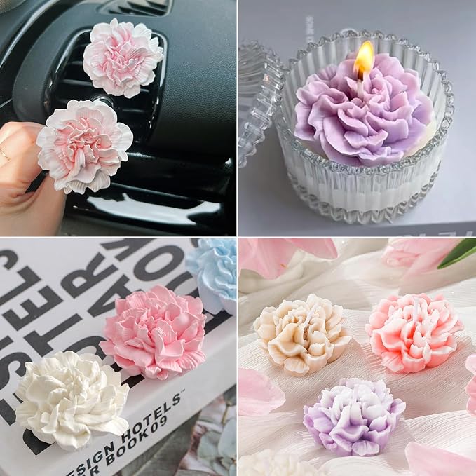Wehous 2PCS Carnation Flower Candle Molds, 3D Flower Fondant Chocolate Cake - Image 7