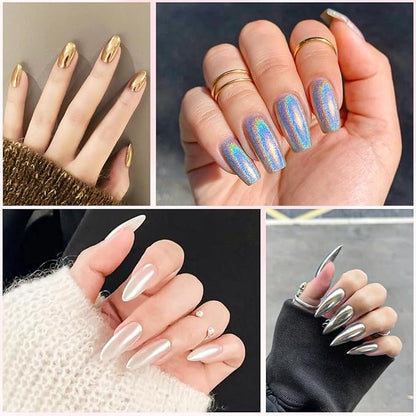 Gold Silver Chrome Nail Powder, 24 Colors White Pearl Unicorn Iridescent - Image 2