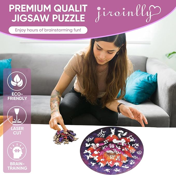 Flower Wooden Puzzle for Adults, Mandala Jigsaw Puzzles 200 Piece, Unique - Image 5