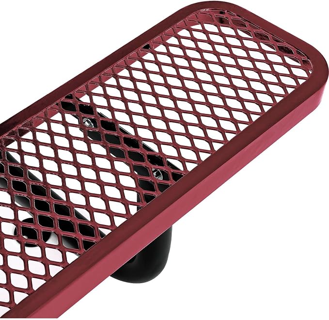 Global Industrial 6’L Rectangular Picnic Table, Expanded Metal, Attached Benches - Image 7