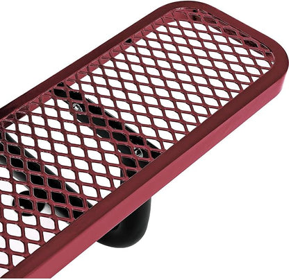 Global Industrial 6’L Rectangular Picnic Table, Expanded Metal, Attached Benches - Image 7