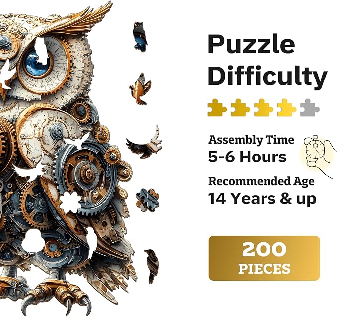 Jigfoxy Wooden Puzzles for Adults, Mechanical Owl Wood Puzzles Adult, Unique - Image 2