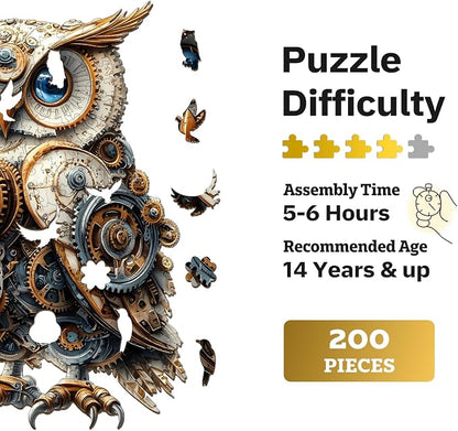 Jigfoxy Wooden Puzzles for Adults, Mechanical Owl Wood Puzzles Adult, Unique - Image 2