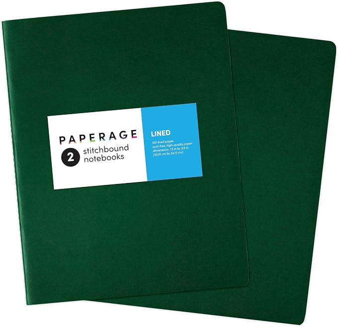 PAPERAGE Soft Cover Lined Journal Notebook, 2 Pack, 100 Pages, Large 7.5 inches by PAPERAGE