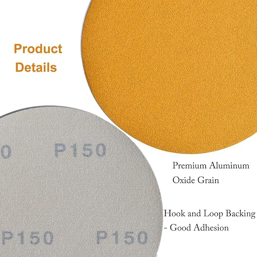 6-Inch No-Hole Hook and Loop Sanding Discs 150-Grit, Random Orbital Sandpaper - Image 5