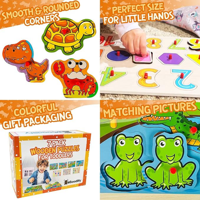 7 Pack Wooden Puzzles for Toddlers 2 3 4 5 Years Old - Image 4