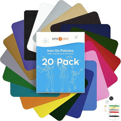 HTVRONT Iron on Patches for Clothing Repair, 20 Shades Iron Patches for Clothes by HTVRONT