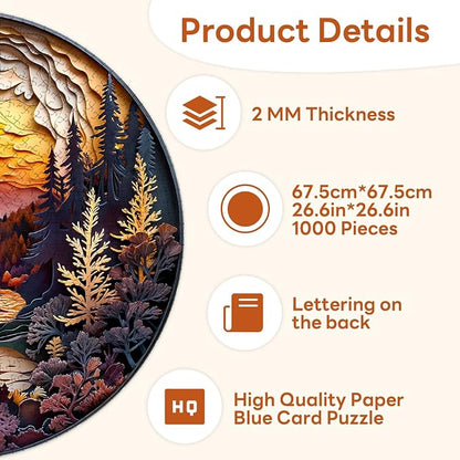 masseruon Round Puzzles for Adults 1000 Pieces-Naturelish Puzzle-26.6x26.6in - Image 5