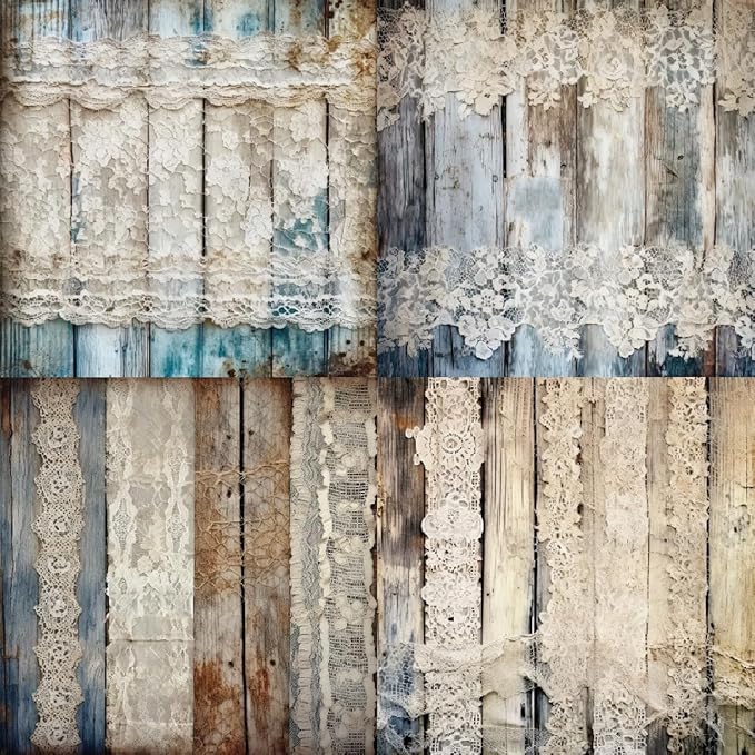 Vintage Lace & Wood Scrapbook Paper Pad 6x6, Single-Sided, 12 Designs, 24 Sheets - Image 2