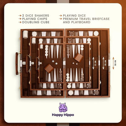 Backgammon Board Game, Deluxe Leather Like Case, Felt Interior, Classic - Image 3