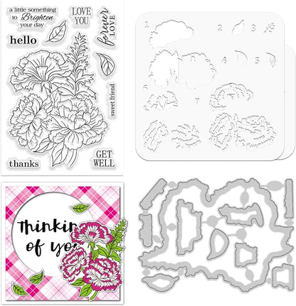 ORIGACH Dianthus Layering Stencil Stamp and Die Set by ORIGACH