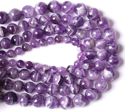 Natural Purple Dream Lace Amethysts Beads Crystal Round Loose Beads - Image 3