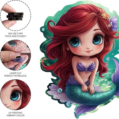 Wooden Puzzles for Adult and Kids, 100 Pieces Ocean Puzzle, Mermaid Unique - Image 3