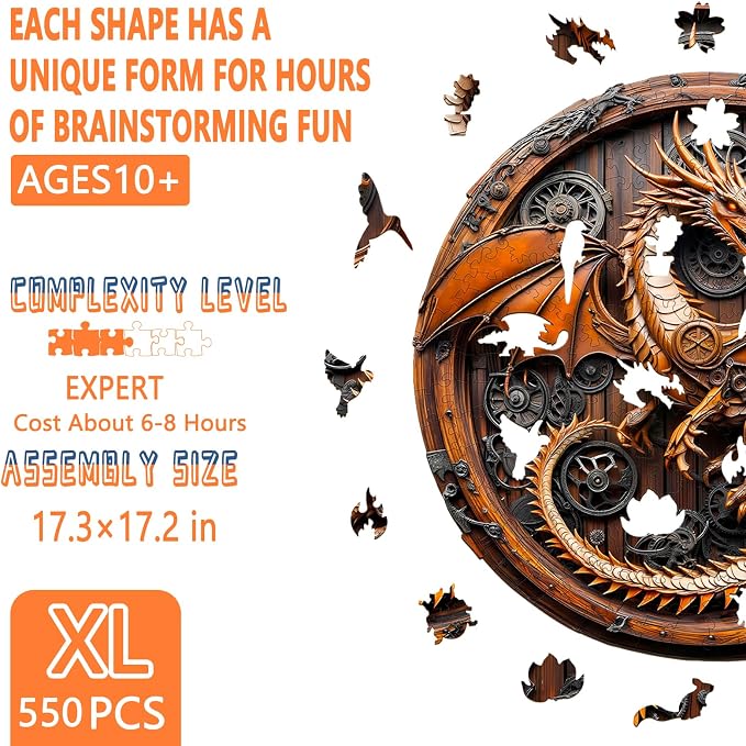 Wooden Puzzles for Adults, Mechanical Dragon Wooden Jigsaw Puzzle for Adults - Image 3