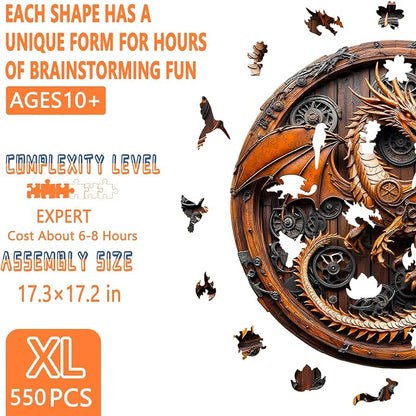 Wooden Puzzles for Adults, Mechanical Dragon Wooden Jigsaw Puzzle for Adults - Image 3