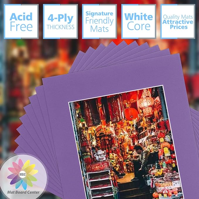 Mat Board Center, 11x14 for 8x10 Purple Color Mats - Image 3