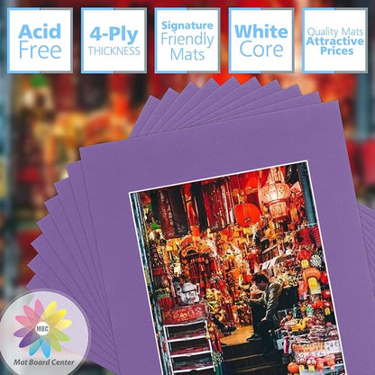 Mat Board Center, 11x14 for 8x10 Purple Color Mats - Image 3
