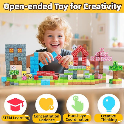 EchoPlan Magnetic Blocks, STEM Sensory Construction Stacking Magnet Blocks Toy - Image 5