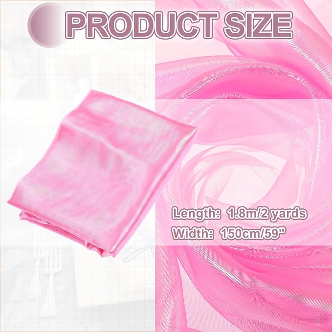 MECCANIXITY Iridescent Sheer Organza Fabric, 2 Yards x 59 Inches Solid Laser - Image 2