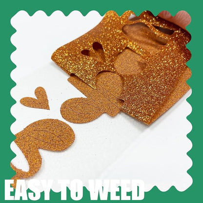 Coffee Orange Glitter HTV Heat Transfer Vinyl, - Image 4