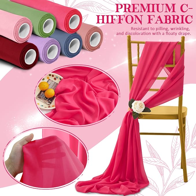 Horbaunal Hot Pink Chiffon Fabric by The Yard, 1 Yard Continuous Sheer Fabric - Image 5