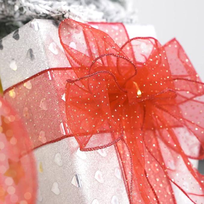 MEEDEE Red Gold Wired Ribbon - Image 4