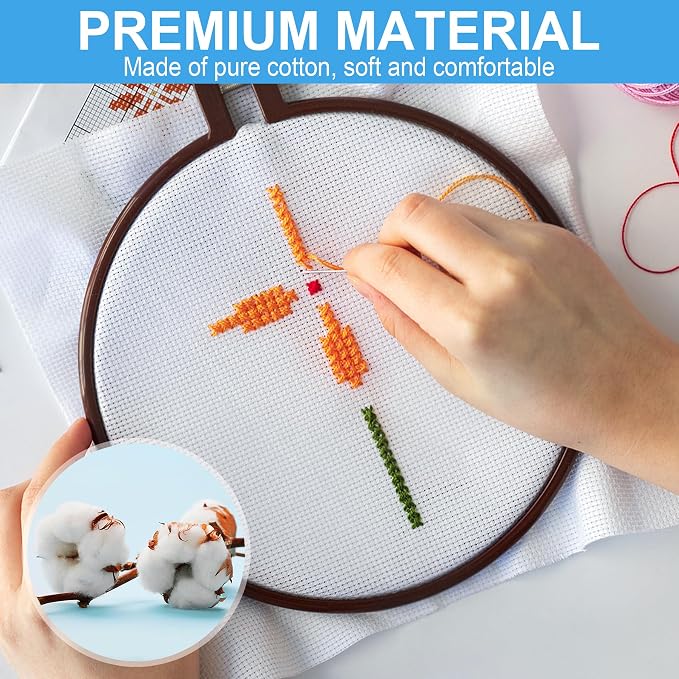 MYFAMIREA 16PCS Cross Stitch Fabric, 4 Sizes White Aida Cloth 14 Count Craft - Image 5