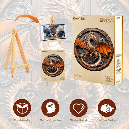 KAAYEE Wooden Puzzles for Adults, 3D Vision Mechanical Dragon Wooden Jigsaw - Image 7