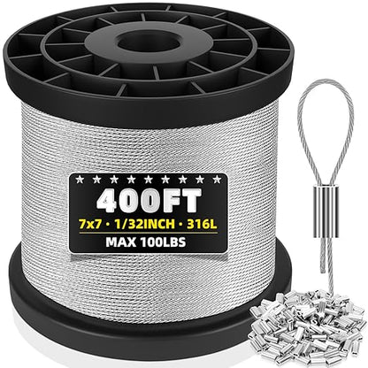316 Stainless Steel Cable, 400FT 1/32IN Wire Rope by Mariocsa