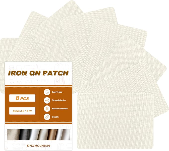 Iron on Patches, 8 Pieces Iron on Linen Patches, Fabric Patches by ForABetterHomeLife