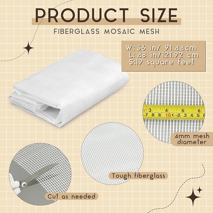 36" X 48" Mosaic Mesh for Back Mounted Tile Fiberglass Mosaic Mesh Backing - Image 2